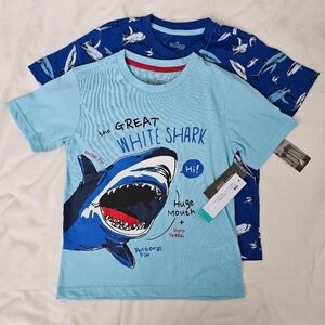 HOLLYWOOD Kids 2pc Short-Sleeve T-Shirt Set Sharks, Blue, Size 7